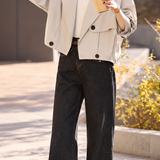 Casual Oversized Lapel Double Breasted Cropped Trench Coat