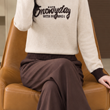 Casual Colorblock Mock Neck Letter Jacquard Knit Sweater