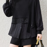 Casual Crew Neck Asymmetric Layered Look Shirt