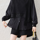 Casual Crew Neck Asymmetric Layered Look Shirt
