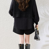 Casual Crew Neck Asymmetric Layered Look Shirt