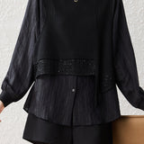 Casual Crew Neck Asymmetric Layered Look Shirt