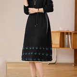 Chic Mock Neck Drawstring Jacquard Knit Dress