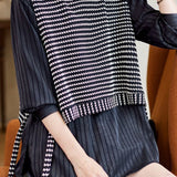 Casual Layered Look Houndstooth Vest Panel Shirt