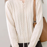 Casual Cross Wrap Cable Knit Sweater