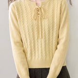 Casual Cross Wrap Cable Knit Sweater