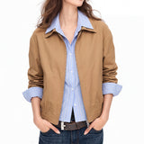 Casual Layered Look Striped Shirt Panel Collared Jacket