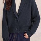 Casual Shawl Collar Solid Color Knit Cardigan with Patch Pockets