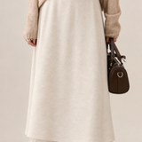 Elegant Reversible Lace Panel Double Layer Knit Skirt