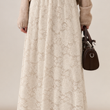 Elegant Reversible Lace Panel Double Layer Knit Skirt