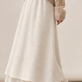 Elegant Reversible Lace Panel Double Layer Knit Skirt