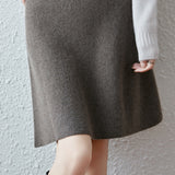 Chic High Waist A-Line Wool Blend Skirt