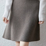 Chic High Waist A-Line Wool Blend Skirt