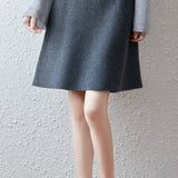 Chic High Waist A-Line Wool Blend Skirt