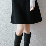 Chic High Waist A-Line Wool Blend Skirt