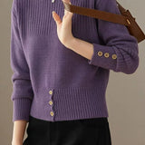 Versatile Boat Neck Long Sleeve Knit Sweater