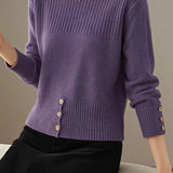 Versatile Boat Neck Long Sleeve Knit Sweater