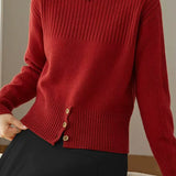 Versatile Boat Neck Long Sleeve Knit Sweater
