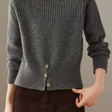 Versatile Boat Neck Long Sleeve Knit Sweater
