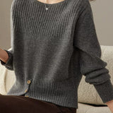 Versatile Boat Neck Long Sleeve Knit Sweater