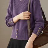 Versatile Boat Neck Long Sleeve Knit Sweater