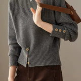 Versatile Boat Neck Long Sleeve Knit Sweater