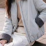 Casual Collared Colorblock Padded Jacket