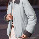 Casual Collared Colorblock Padded Jacket