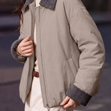Casual Collared Colorblock Padded Jacket