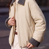 Casual Collared Colorblock Padded Jacket