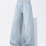 Casual Colorblock Double Button Wide Leg Pants