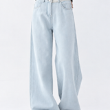Casual Colorblock Double Button Wide Leg Pants