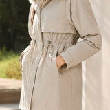 Versatile Detachable Sleeve Drawstring Waist Parka