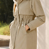 Versatile Detachable Sleeve Drawstring Waist Parka
