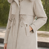 Versatile Detachable Sleeve Drawstring Waist Parka