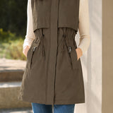 Versatile Detachable Sleeve Drawstring Waist Parka