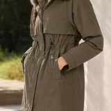 Versatile Detachable Sleeve Drawstring Waist Parka