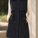 Versatile Detachable Sleeve Drawstring Waist Parka