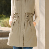 Versatile Detachable Sleeve Drawstring Waist Parka