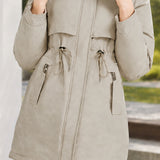 Versatile Detachable Sleeve Drawstring Waist Parka