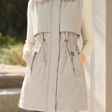 Versatile Detachable Sleeve Drawstring Waist Parka