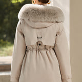 Versatile Detachable Sleeve Drawstring Waist Parka