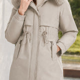 Versatile Detachable Sleeve Drawstring Waist Parka