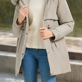 Versatile Detachable Sleeve Drawstring Waist Parka