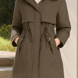 Versatile Detachable Sleeve Drawstring Waist Parka