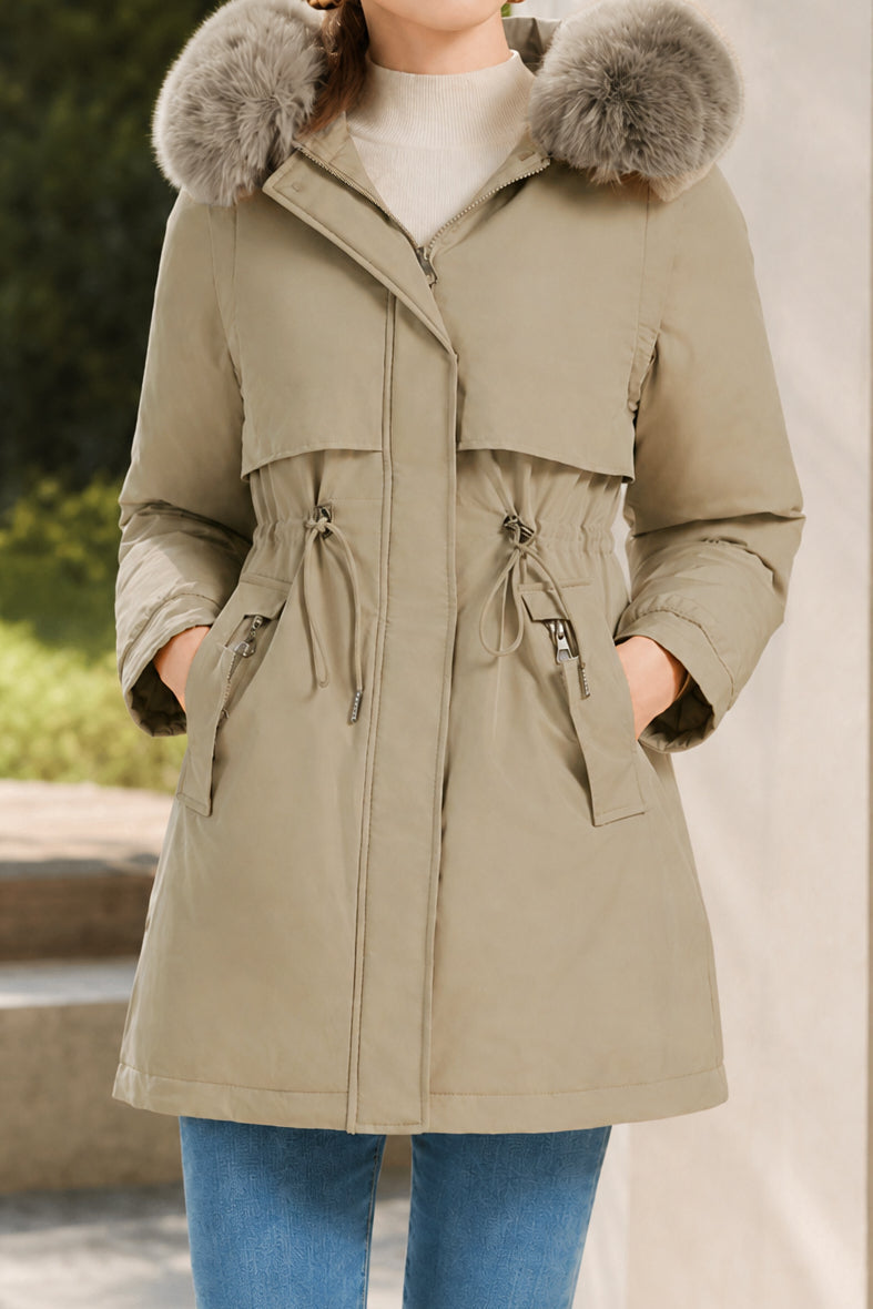 Versatile Detachable Sleeve Drawstring Waist Parka