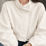 Casual Stand Collar Drawstring Cropped Jacket