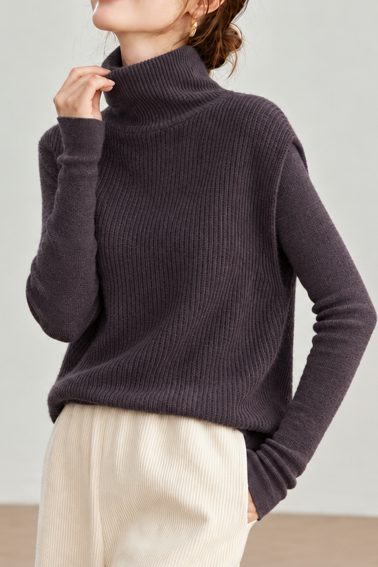 Casual Turtleneck Sleeveless Solid Color Knit Vest