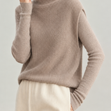 Casual Turtleneck Sleeveless Solid Color Knit Vest