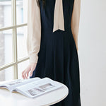 Elegant Layered Look Beaded Tie Neck Dress - liwisi